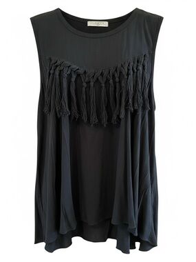 Chic Black Tassel Tank Top